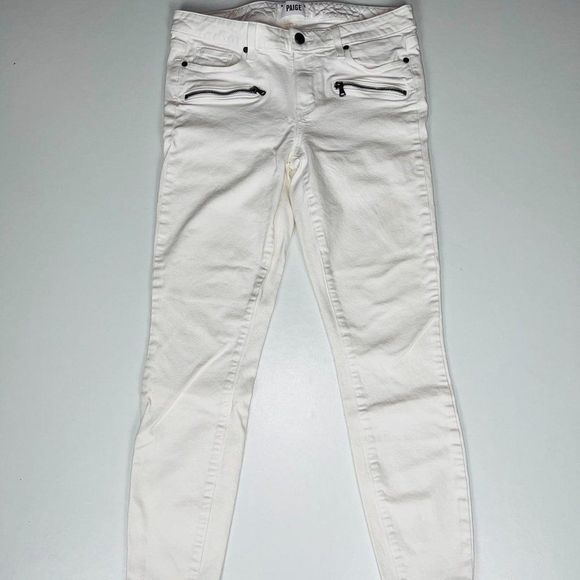 Paige White Indio Zip Skinny Jeans Sz 27 - Picture 3 of 9